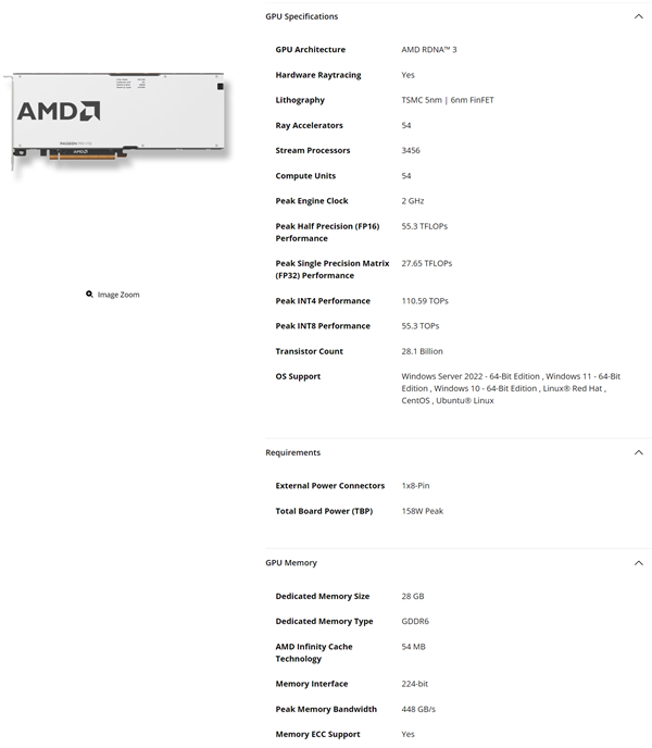 28GB大显存！AMD发布Radeon  PRO  V710显卡：RX  7700 XT同款Navi  32核心